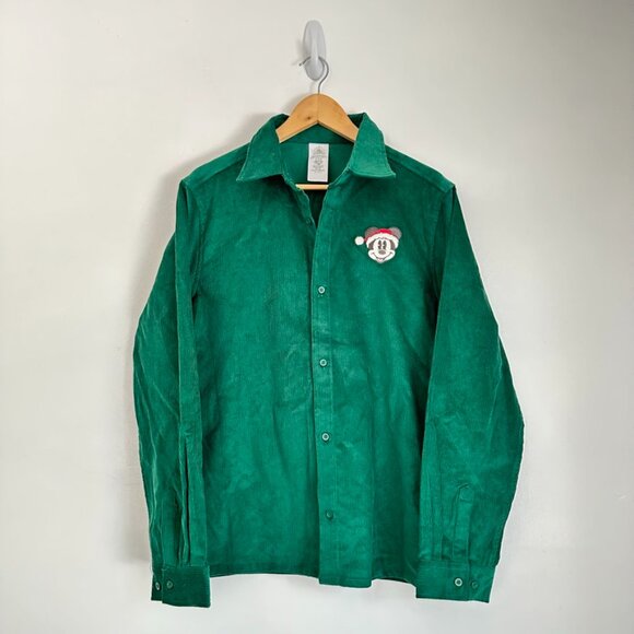 Disney Mickey Christmas Embroidered Corduroy Button Up Shirt Shacket NEW - Picture 8 of 8